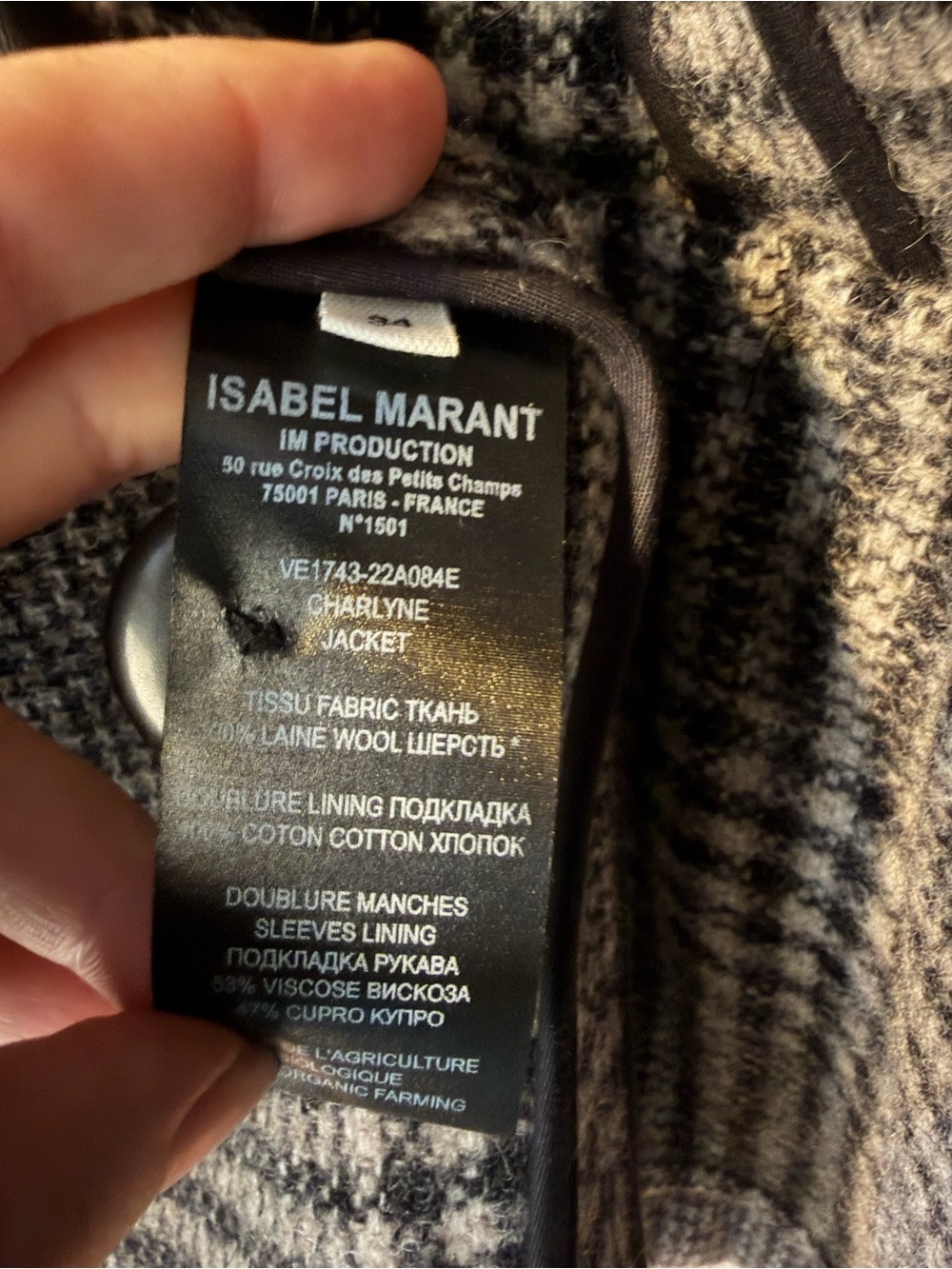Isabel Marant Étoile Charlyne Checked Plaid Wool Blazer 34 - Picture 8 of 10
